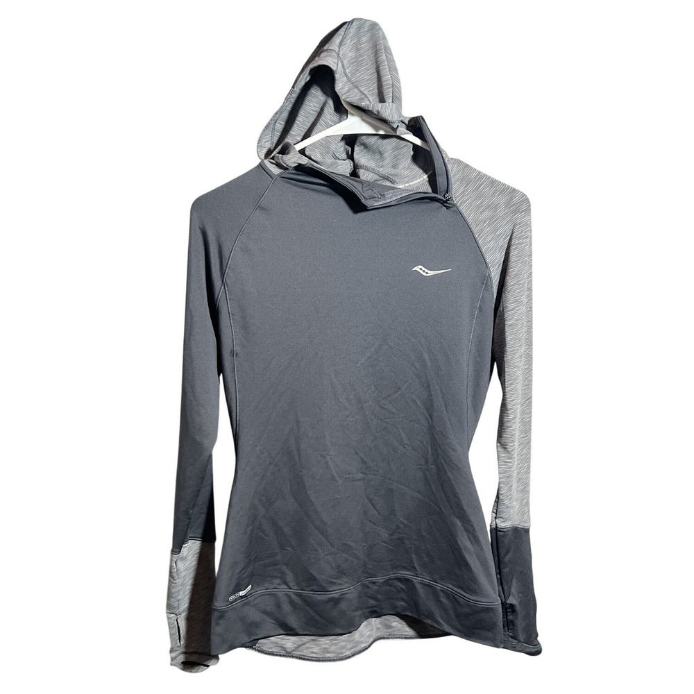 Saucony Women's M Gray Run Warm Performance Hooded Quarter Zip Sweatshirt